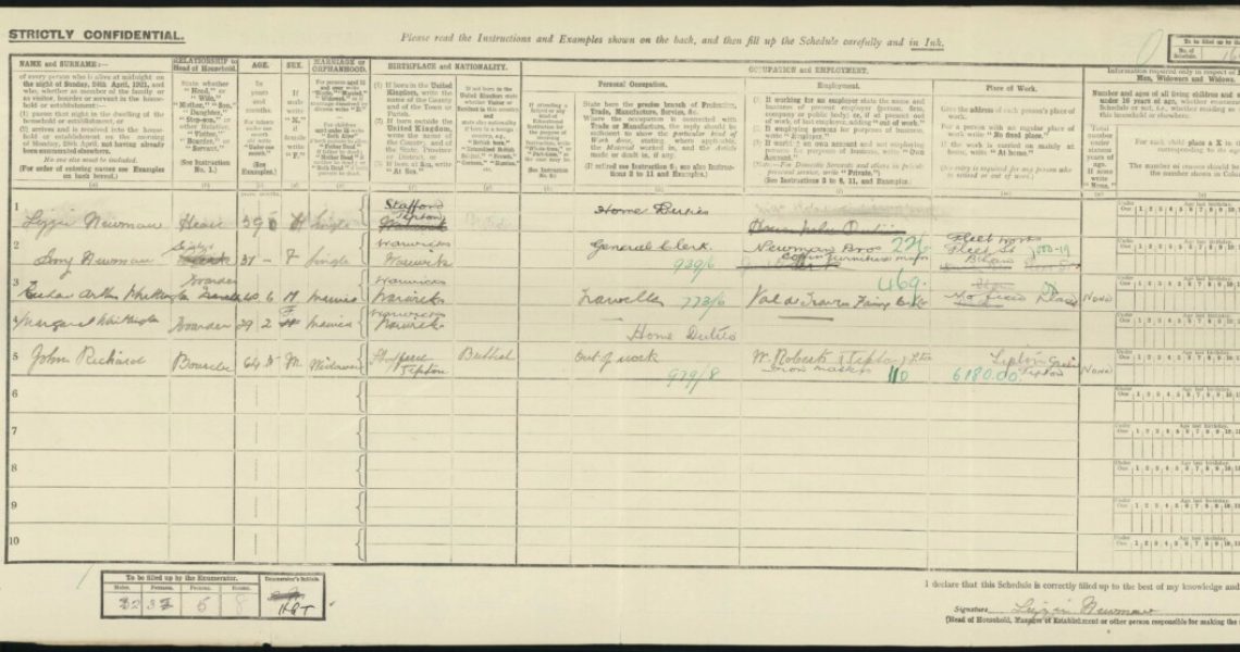 Amy Newman 1921 Census